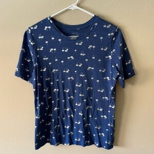 Banana Republic Malibu Blue Silver Palm Tree Pattern T Shirt